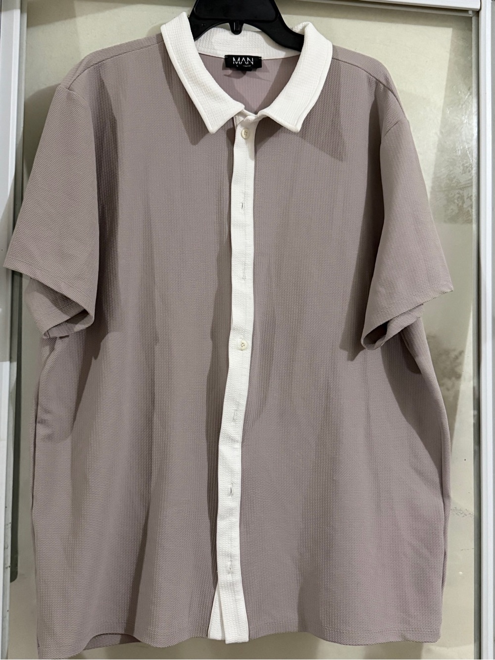 Boohoo Taupe Polo Shirt with White Trim